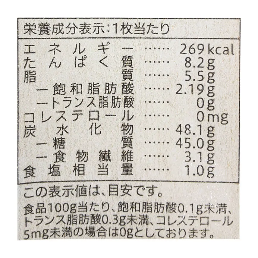 セブンプレミアムゴールド 北海道産小麦の金の生食パン 2枚入 栄養成分表示
